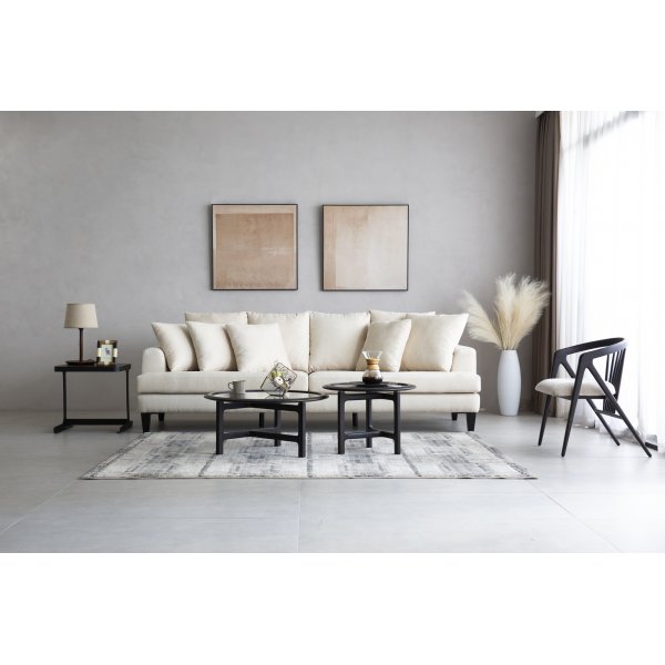 Soffa beige 4-sits med lsa kuddar - Remy