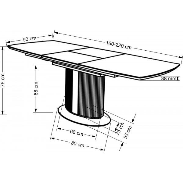 Table à manger Dancan 160-220 x 90 cm - Marbre blanc/gris Table à manger Dancan 160-220 x 90 cm - Marbre blanc/gris