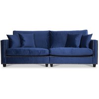 Bellino 4-sits soffa med nitar - Blå Sammet