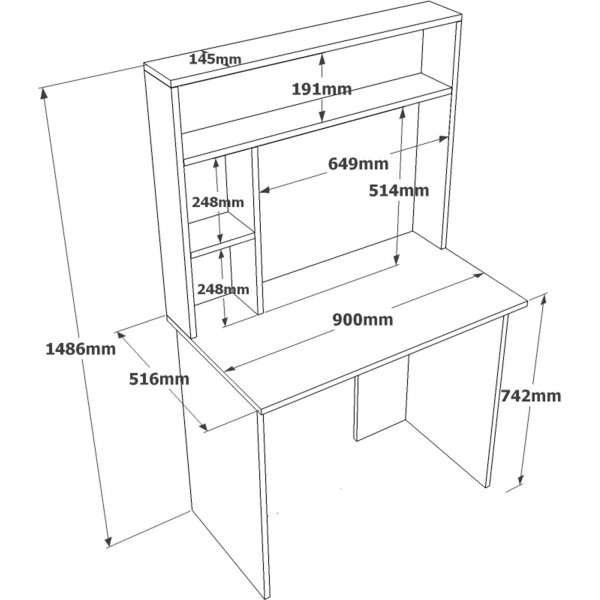 Bernt bureau 148,6 x 90 cm - Grenen/wit