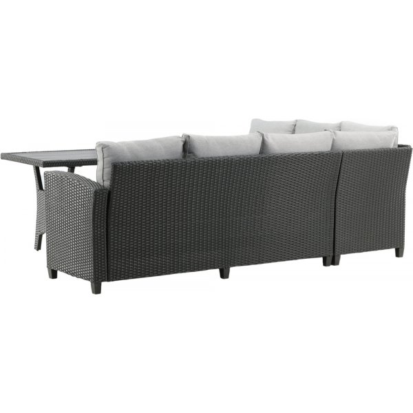 Groupe de canapés d\\\'angle en bois courbé - Noir/gris Groupe de canapés d\\\'angle en bois courbé - Noir/gris