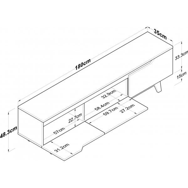 Banc multimdia Duno Blanc/noyer