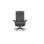 Reclinerftlj med fotpall i kta frskinn grafitgr/whitewash - Ulla + Textilskydd fr mbler