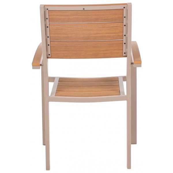 Utematgrupp: 6 st stolar med bord 205 x 90 cm beige/ek - Las Vegas