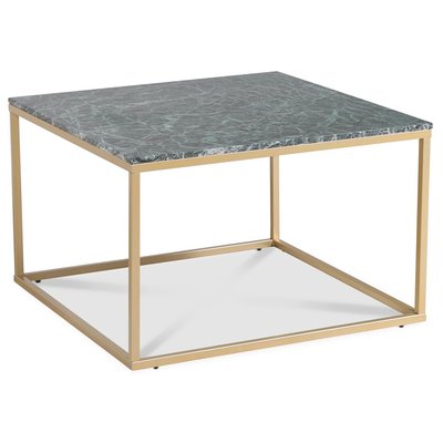 Accent soffbord i grön marmor 75x75 cm med matt mässings underrede