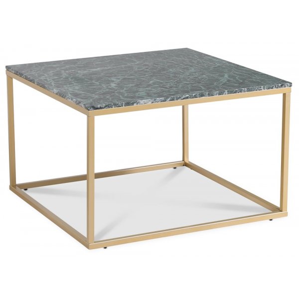Accent soffbord i grn marmor 75x75 cm med matt mssings underrede