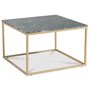 Accent soffbord i grn marmor 75x75 cm med matt mssings underrede