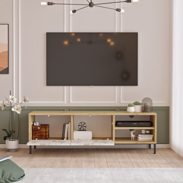 Retro TV-b�nk 3 - Felt/marmor