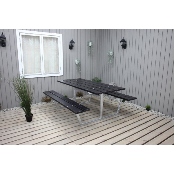 Rustieke bankenset zonder rugleuning - Zwart