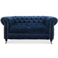 Chesterfield Cambridge 2-sits soffa - Blått sammet Chesterfield Cambridge 2-sits soffa - Blått sammet