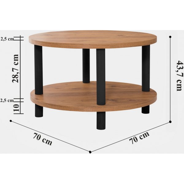 Table basse Roby Ø70 cm - Noir/pin Table basse Roby Ø70 cm - Noir/pin