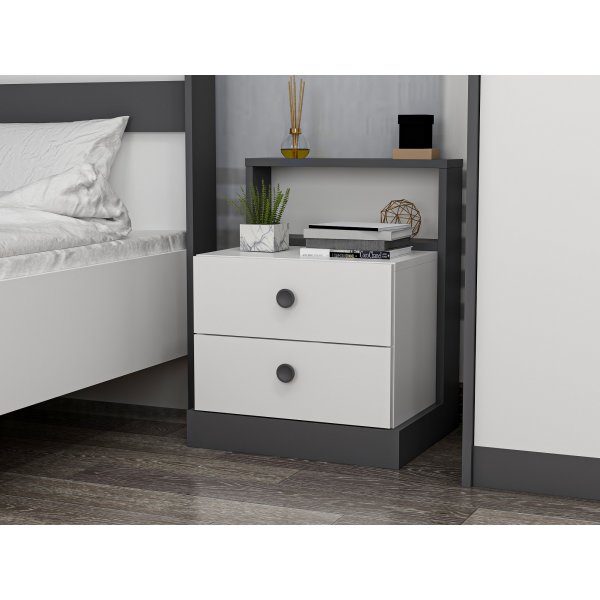 Table de chevet Life - Anthracite/blanc Table de chevet Life - Anthracite/blanc