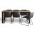 Groupe de restauration en granit; Table 180x90 cm Chne/Noir avec 6 chaises de salle  manger Texas PU marron