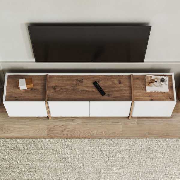 TV-b�nk Lorensa 180 cm - Vit/Atlantic Pine