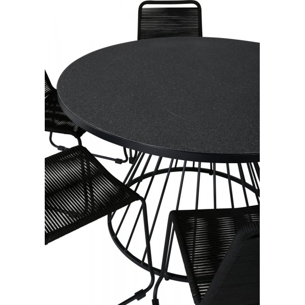 Tropea utematgrupp med 6 st Lindos stolar - Svart/Grå Tropea utematgrupp med 6 st Lindos stolar - Svart/Grå