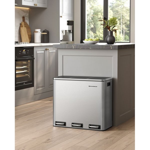 Poubelle Daloa 54 l - Argent/noir Poubelle Daloa 54 l - Argent/noir