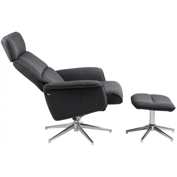 Massachusetts recliner fåtölj mörkgrå med fotpall Massachusetts recliner fåtölj mörkgrå med fotpall