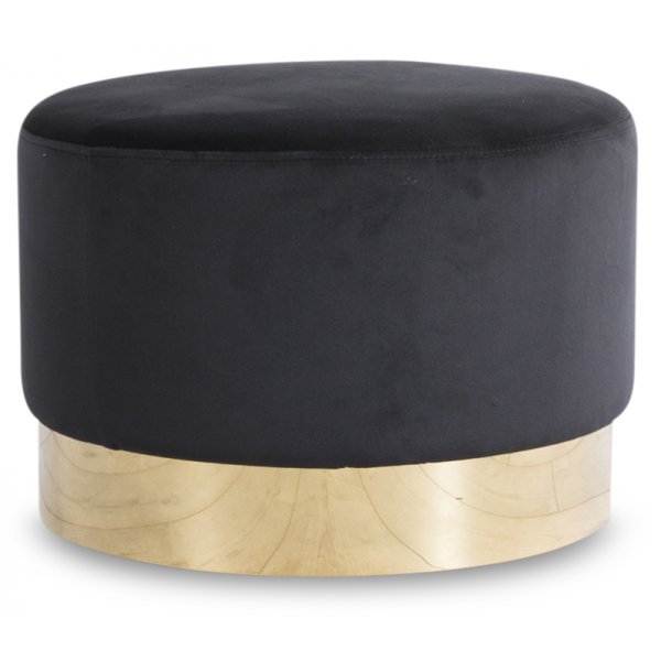 Isabelle rund sittpuff 50 cm - Svart/Mssing