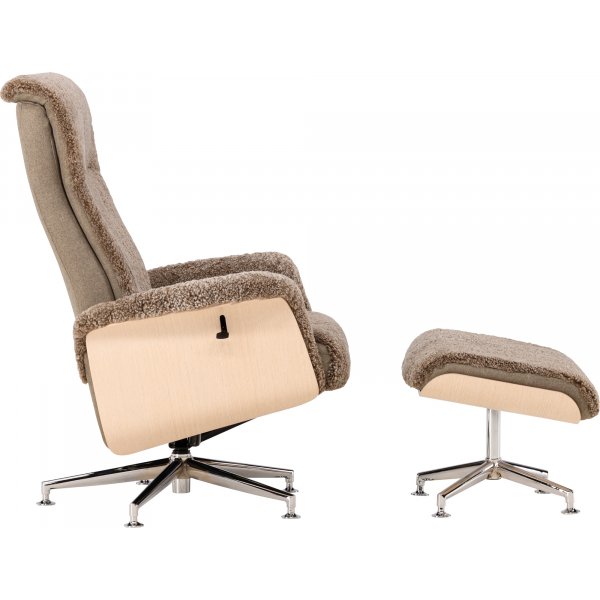 Frskinnsftlj med fotpall - Brun / ek - Ulla