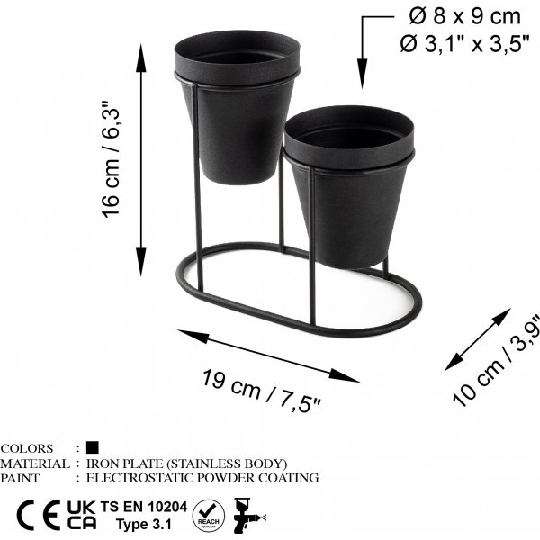 Plato 15 pots - Noir Plato 15 pots - Noir