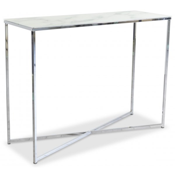 Palasso konsolbord 100 x 35 cm - Krom / Ljus marmorering + Flckborttagare fr mbler