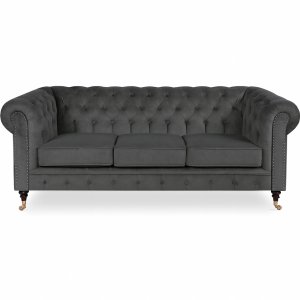 Soffa Chesterfield Cambridge Deluxe 225 cm - Mörkgrå sammet Soffa Chesterfield Cambridge Deluxe 225 cm - Mörkgrå sammet