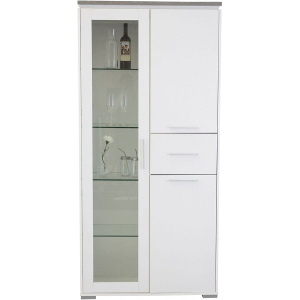 Trinidad vitrinskp - Vit/betongimitation