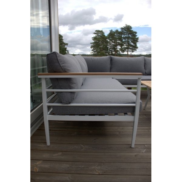 Groupe de canapés d\\\'angle Mexico - Blanc/teck Groupe de canapés d\\\'angle Mexico - Blanc/teck