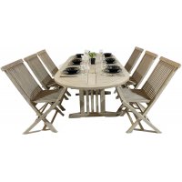 Saltö utematgrupp ovalt 150-210 cm bord med 6 st matstolar - Grå teak Saltö utematgrupp ovalt 150-210 cm bord med 6 st matstolar - Grå teak