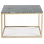 Accent soffbord i grn marmor 75x75 cm med matt mssings underrede