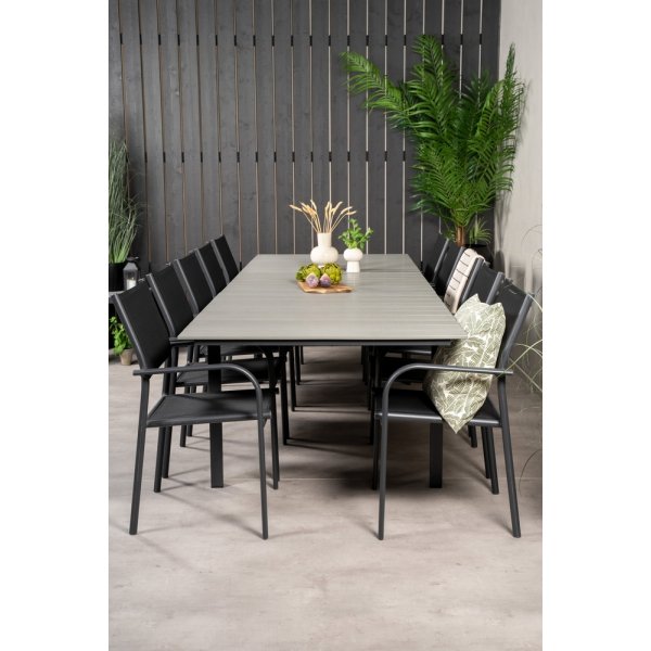 Levels utematgrupp med 10 st Santorini stolar - Svart/Grå Levels utematgrupp med 10 st Santorini stolar - Svart/Grå