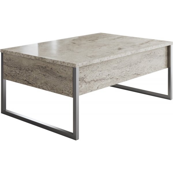 Lux soffbord 90 x 60 cm - Travertin/silver