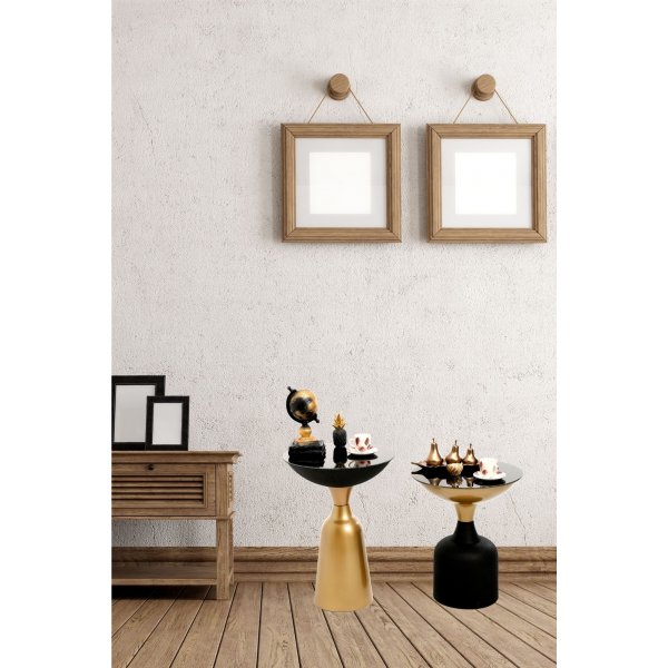 Chalice sidobord set 46/56 cm - Guld/svart Chalice sidobord set 46/56 cm - Guld/svart