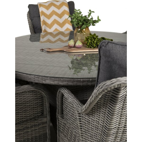 Volta utematgrupp med 6 st Vikelund stolar - Grå Volta utematgrupp med 6 st Vikelund stolar - Grå