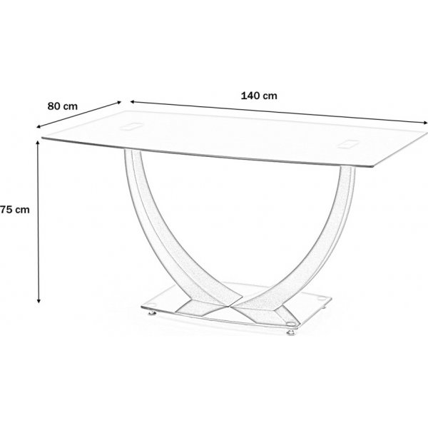 Matbord 140 x 80 cm svart glas