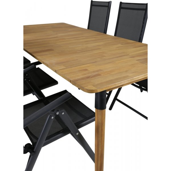 Groupe de repas extérieur Julian avec 6 chaises Break - Noir/Naturel Groupe de repas extérieur Julian avec 6 chaises Break - Noir/Naturel