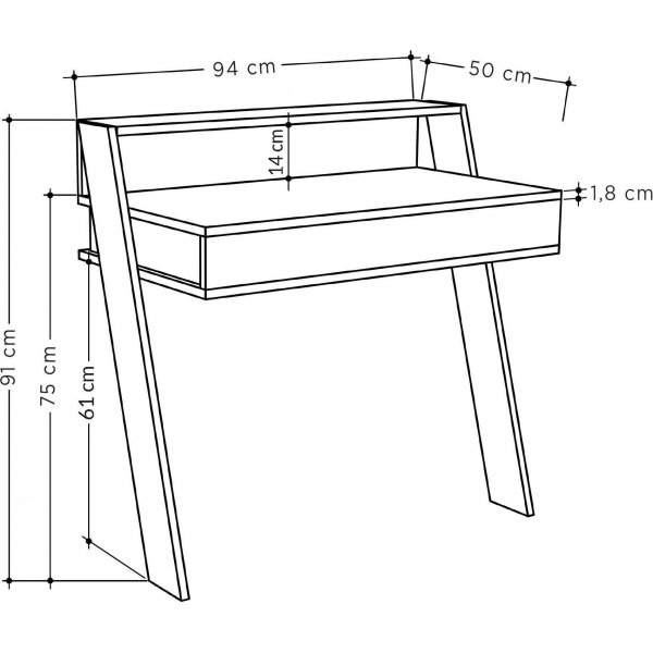 Cowork skrivbord 94x50 cm - Vit/antracit