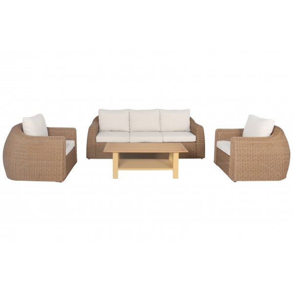 Utegrupp XL 2 st fåtöljer med 3-sits soffa och bord Utegrupp XL 2 st fåtöljer med 3-sits soffa och bord
