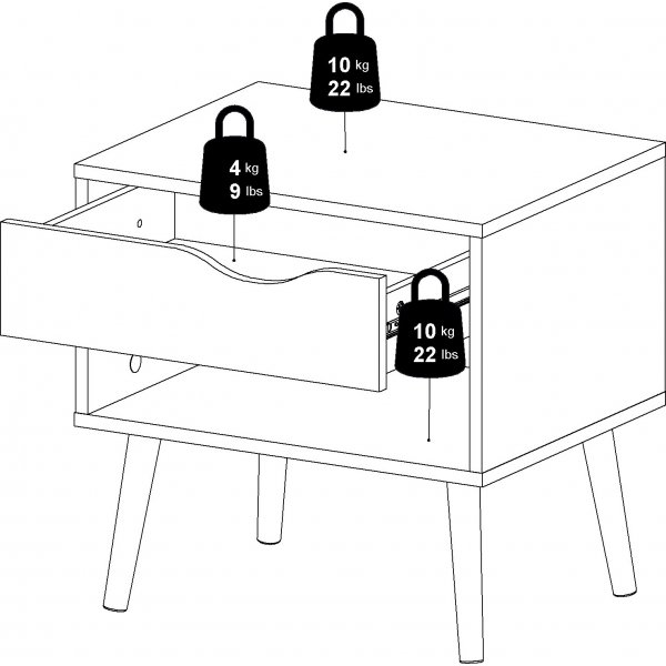 Oslo nachtkastje - Wit/eiken Oslo nachtkastje - Wit/eiken