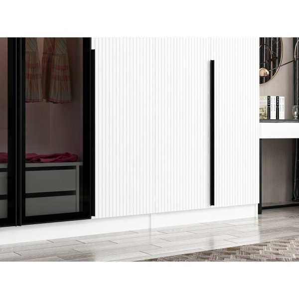 Armoire Cikani avec porte miroir, 315x52x210 cm - Blanc Armoire Cikani avec porte miroir, 315x52x210 cm - Blanc