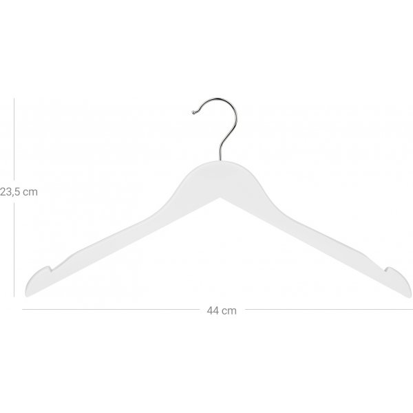 Klädgalge utan byxslå, trä, 44,5 cm, 20-pack - Vit Klädgalge utan byxslå, trä, 44,5 cm, 20-pack - Vit