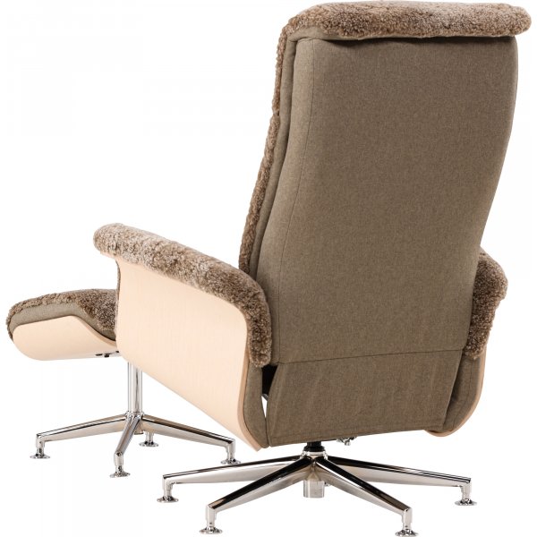 Frskinnsftlj med fotpall - Brun / ek - Ulla