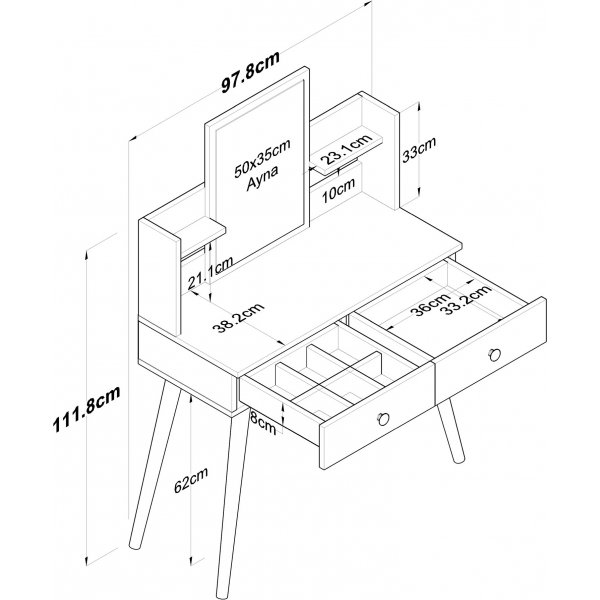 Bijou sminkbord 102 - Vit Bijou sminkbord 102 - Vit
