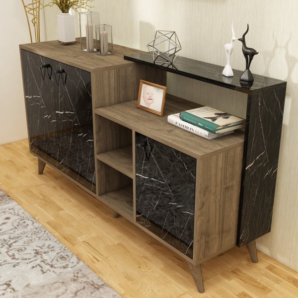 Lycke sk�nk - Valn�t/svart marmor