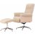 Hagn reclinerftlj med fotpall - Beige frskinnsimitation/whitewash ek + Textilrengring fr mbler