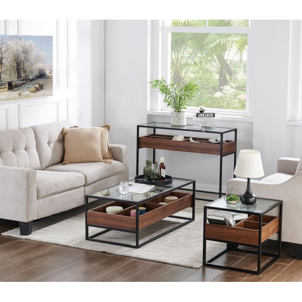 Table basse Harmony 50 x 50 cm - Noyer/noir Table basse Harmony 50 x 50 cm - Noyer/noir