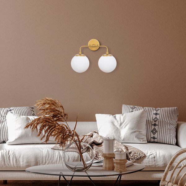 Hoorn wandlamp 12210 - Goud/wit