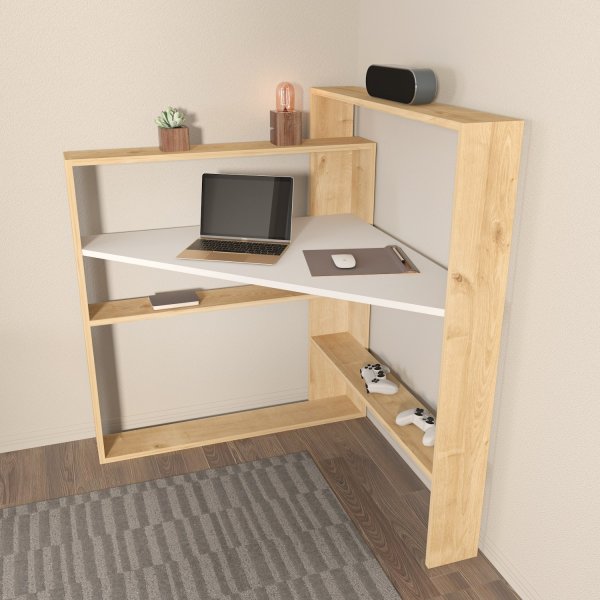 Ripa hörnskrivbord Ek/vit - 93,6 x 93,6 cm Ripa hörnskrivbord Ek/vit - 93,6 x 93,6 cm