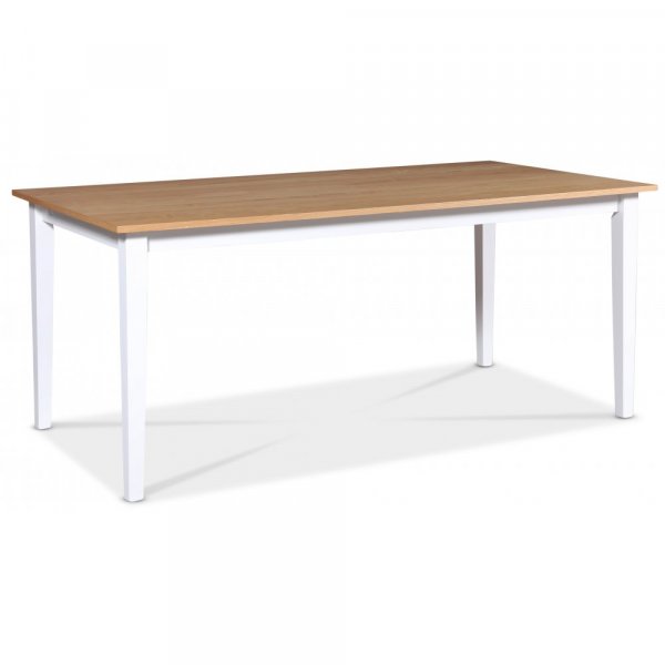 Fårö matgrupp; matbord 180x90 cm - Vit / oljad ek med 6 st Danderyd No.18 stolar Whitewash Fårö matgrupp; matbord 180x90 cm - Vit / oljad ek med 6 st Danderyd No.18 stolar Whitewash