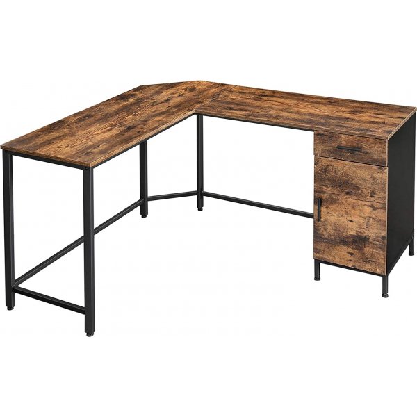 Bureau d'angle Emmelie 150 x 137 cm - Marron/noir